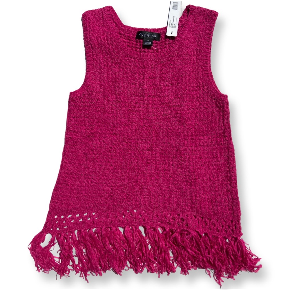 August Silk Pink Sizzle Fringed Tank Top💕